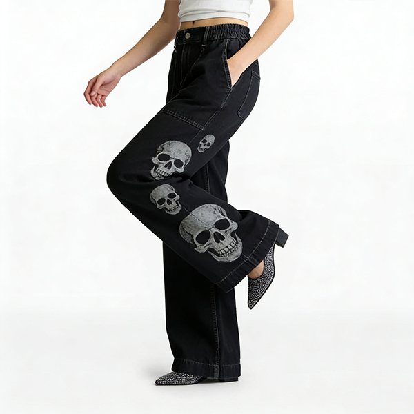 Printed Straight Women's Jeans - Summer High-Waisted Breathable Denim Streetwear