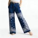 Summer High-Waisted Straight Jeans - Women's Printed Denim Streetwear Casual
